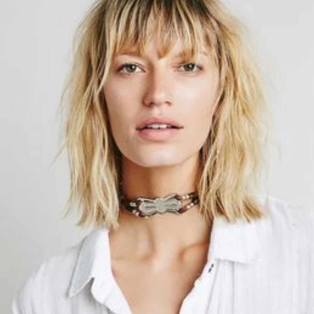 Free People Southwestern Concho Leather Choker